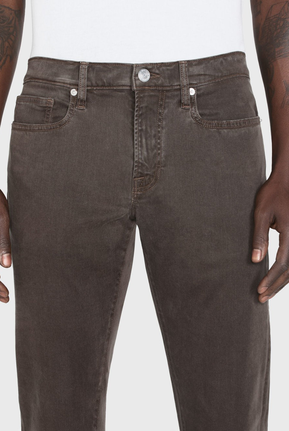 L'Homme Slim Pant - Mocha-FRAME-Over the Rainbow