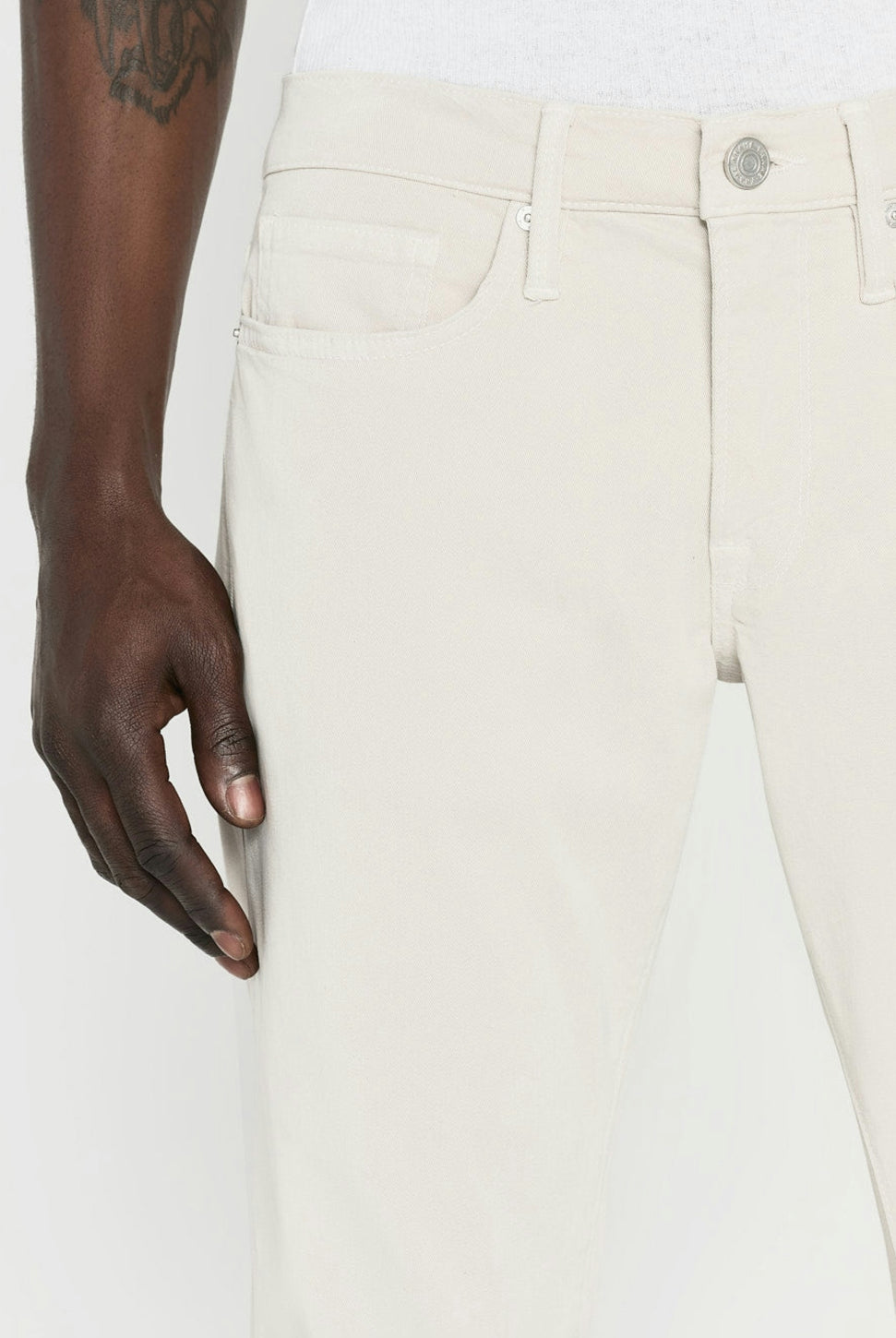 L'Homme Slim Pant - Milk Beige-FRAME-Over the Rainbow