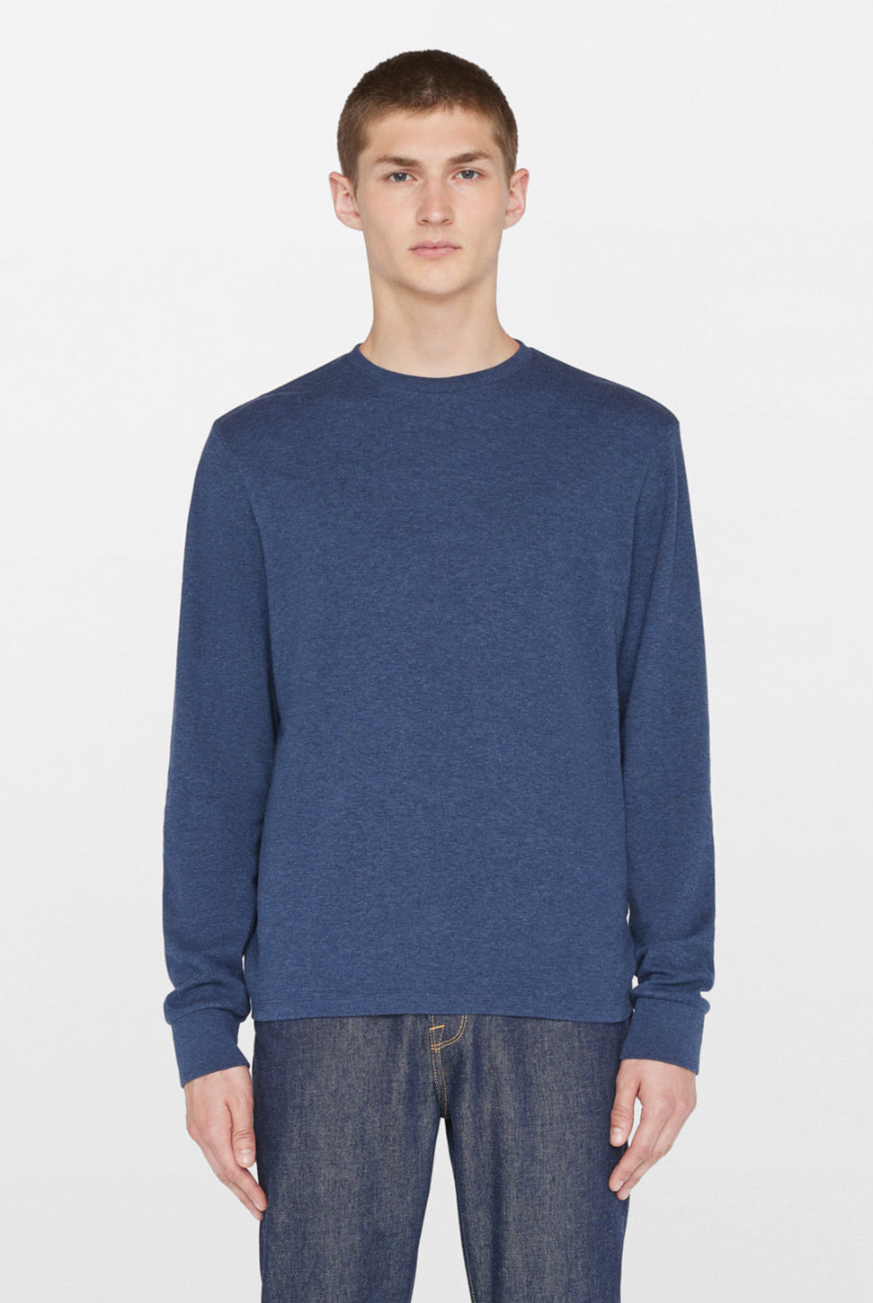 Duo Fold Long Sleeve Crew Top - Heather Midnight Navy-FRAME-Over the Rainbow