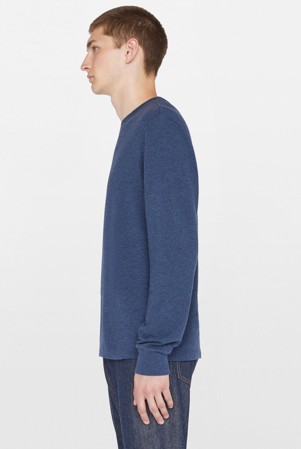 Duo Fold Long Sleeve Crew Top - Heather Midnight Navy-FRAME-Over the Rainbow