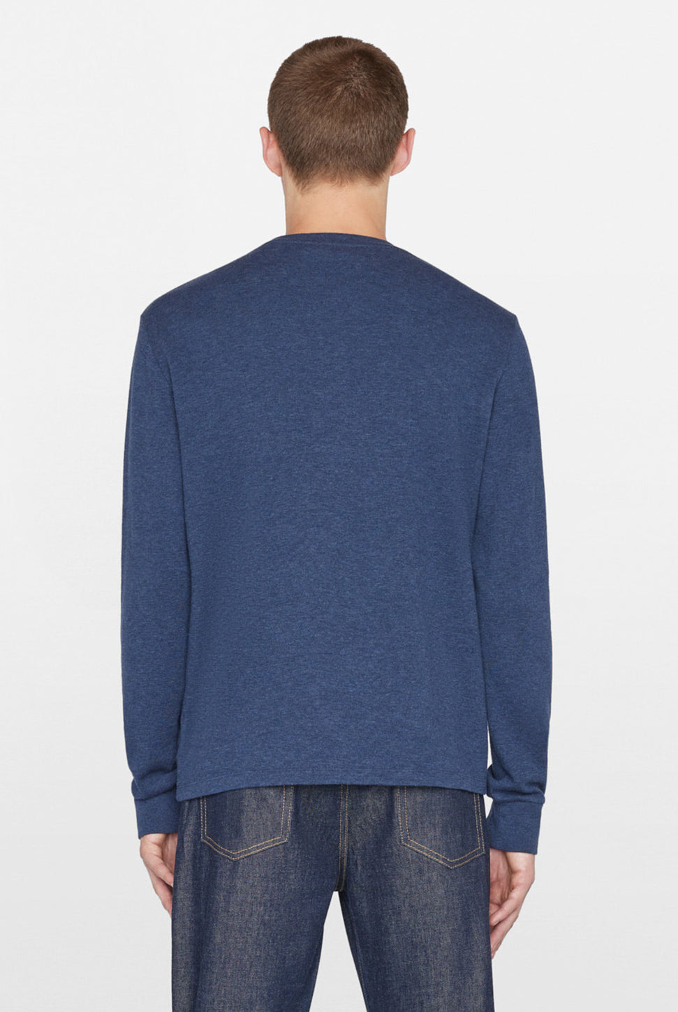 Duo Fold Long Sleeve Crew Top - Heather Midnight Navy-FRAME-Over the Rainbow