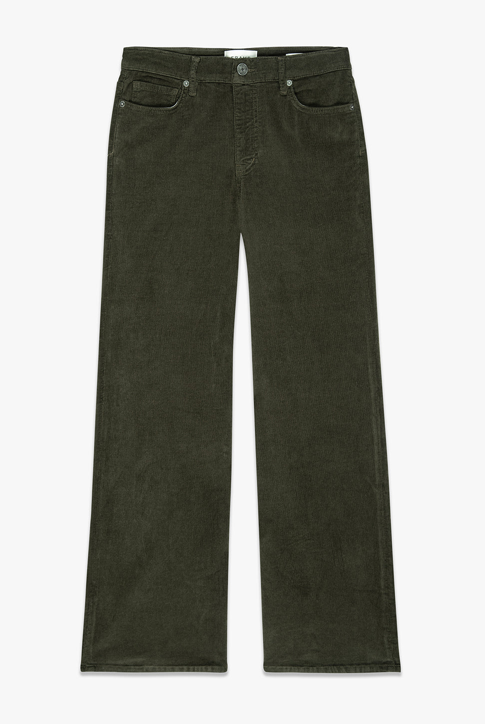 Le Slim Palazzo Corduroy Pant - Military-FRAME-Over the Rainbow