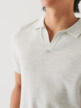 Short Sleeve Cupro Textured Polo - Drizzle-Patrick Assaraf-Over the Rainbow