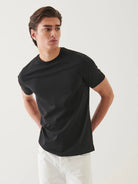 Organic High Neck T-Shirt - Black-Patrick Assaraf-Over the Rainbow