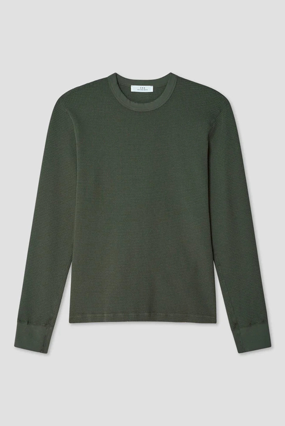 Long Sleeve Waffle Crew Tee - Basil-SAVE KHAKI-Over the Rainbow