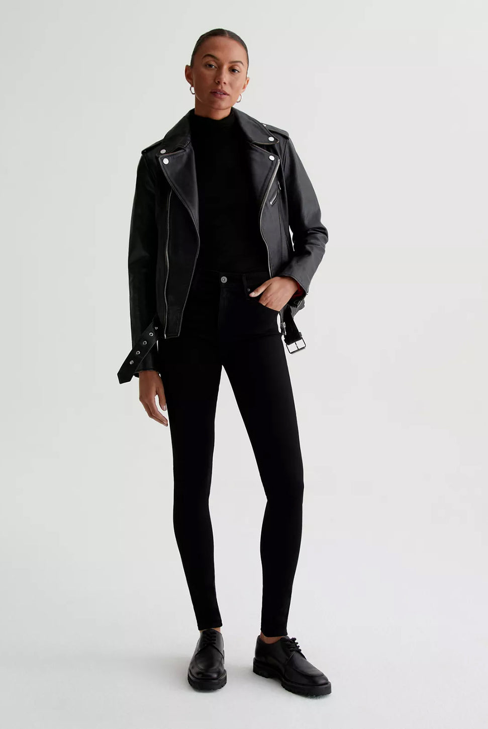 Farrah High Rise Ankle Skinny Jean - Black-AG Jeans-Over the Rainbow