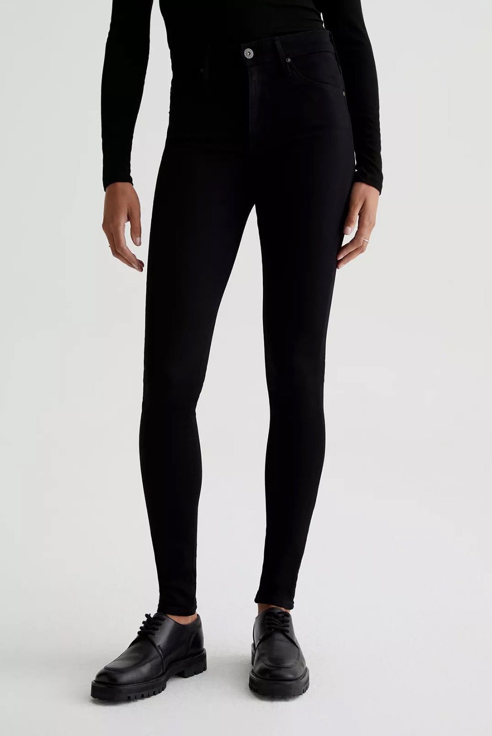 Farrah High Rise Ankle Skinny Jean - Black-AG Jeans-Over the Rainbow