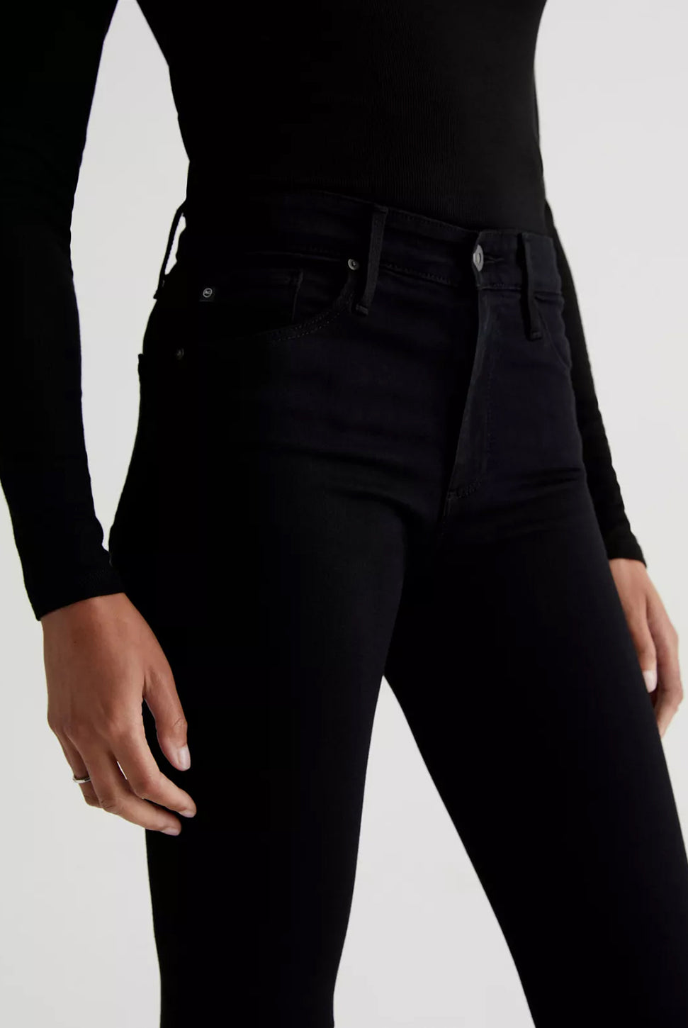 Farrah High Rise Ankle Skinny Jean - Black-AG Jeans-Over the Rainbow
