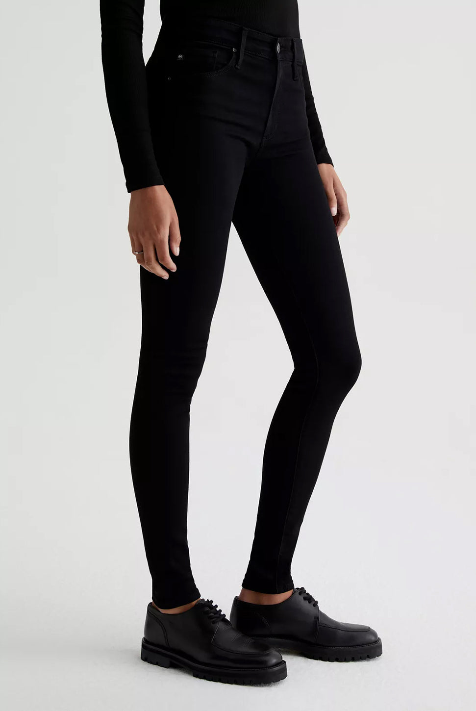 Farrah High Rise Ankle Skinny Jean - Black-AG Jeans-Over the Rainbow
