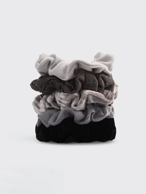 Velvet Scrunchies - Black and Grey