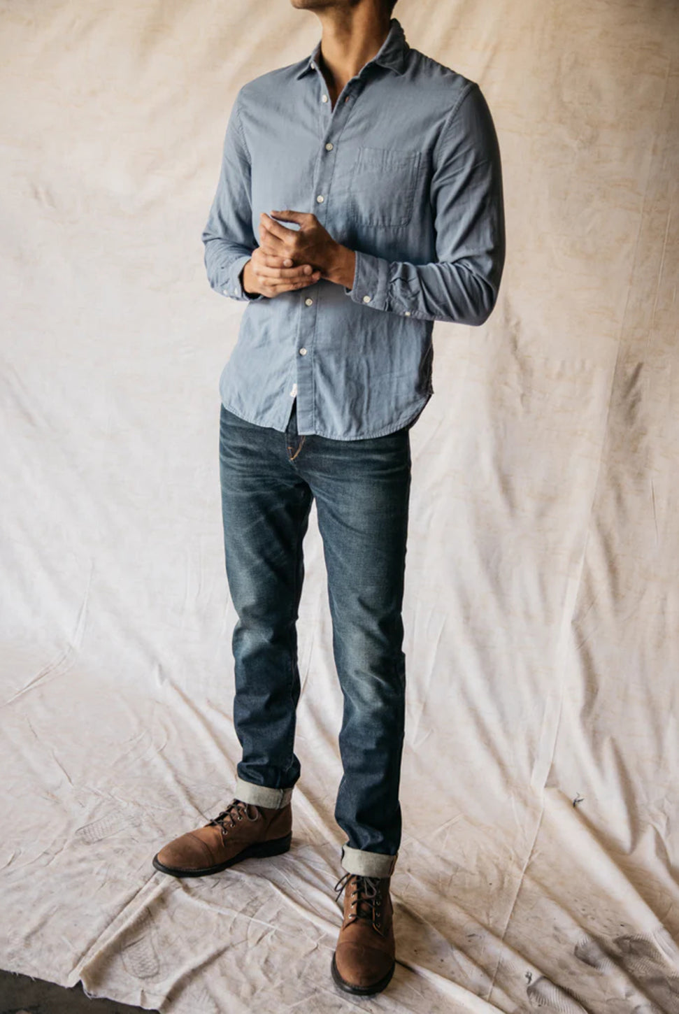 The Ripper Double Gauze Shirt - Matte Blue-HIROSHI KATO-Over the Rainbow