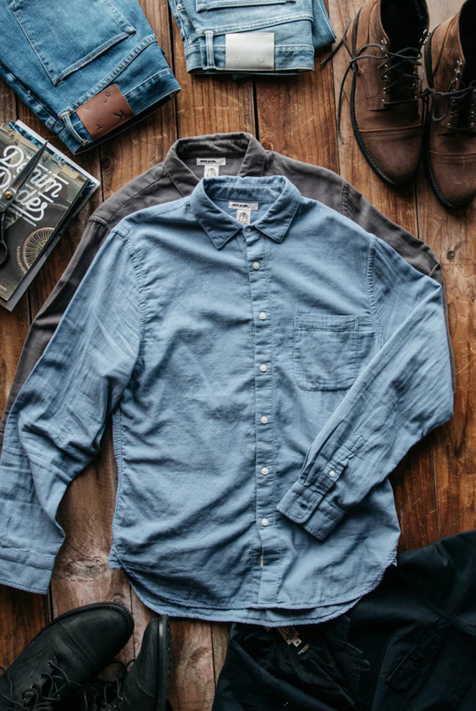 The Ripper Double Gauze Shirt - Matte Blue-HIROSHI KATO-Over the Rainbow