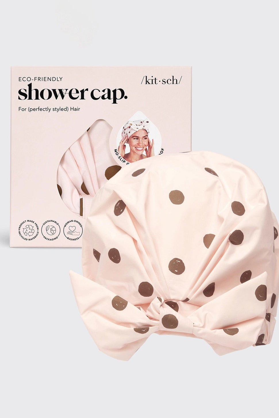 Luxury Shower Cap - Blush Dot-KITSCH-Over the Rainbow