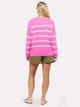 Two Tone Boxy Stripe Sweater - Cherry Blossom-BRODIE-Over the Rainbow