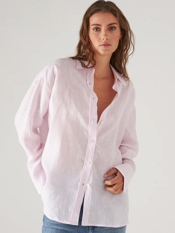 Linen Long Sleeve Boyfriend Shirt - Pixie
