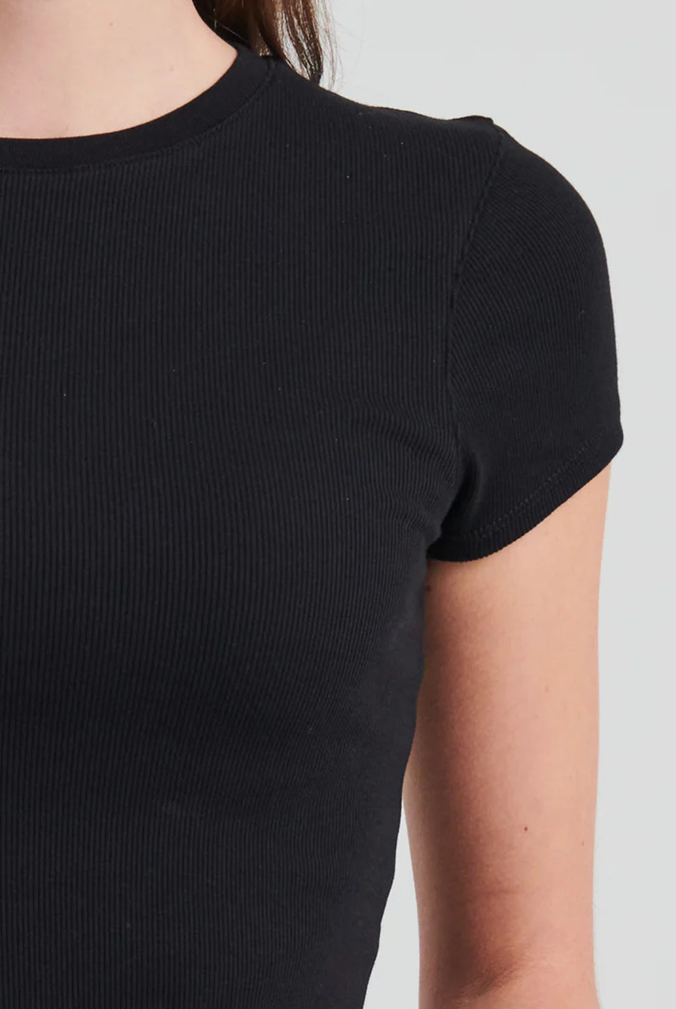 Pima Cotton Ribbed Baby Tee - Black-Patrick Assaraf-Over the Rainbow