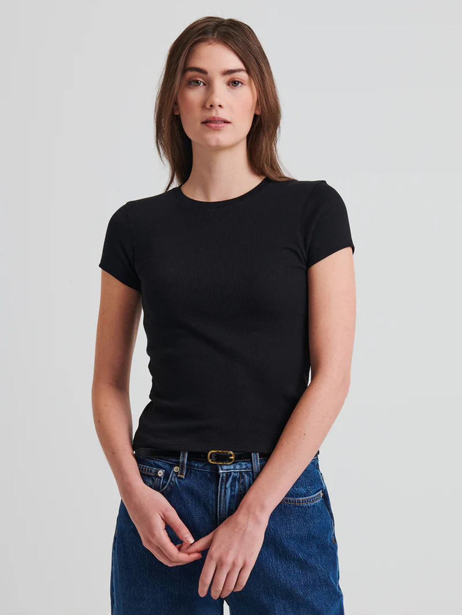 Patrick Assaraf Pima Cotton Stretch Ribbed Baby T-Shirt- Dark Navy main image 0