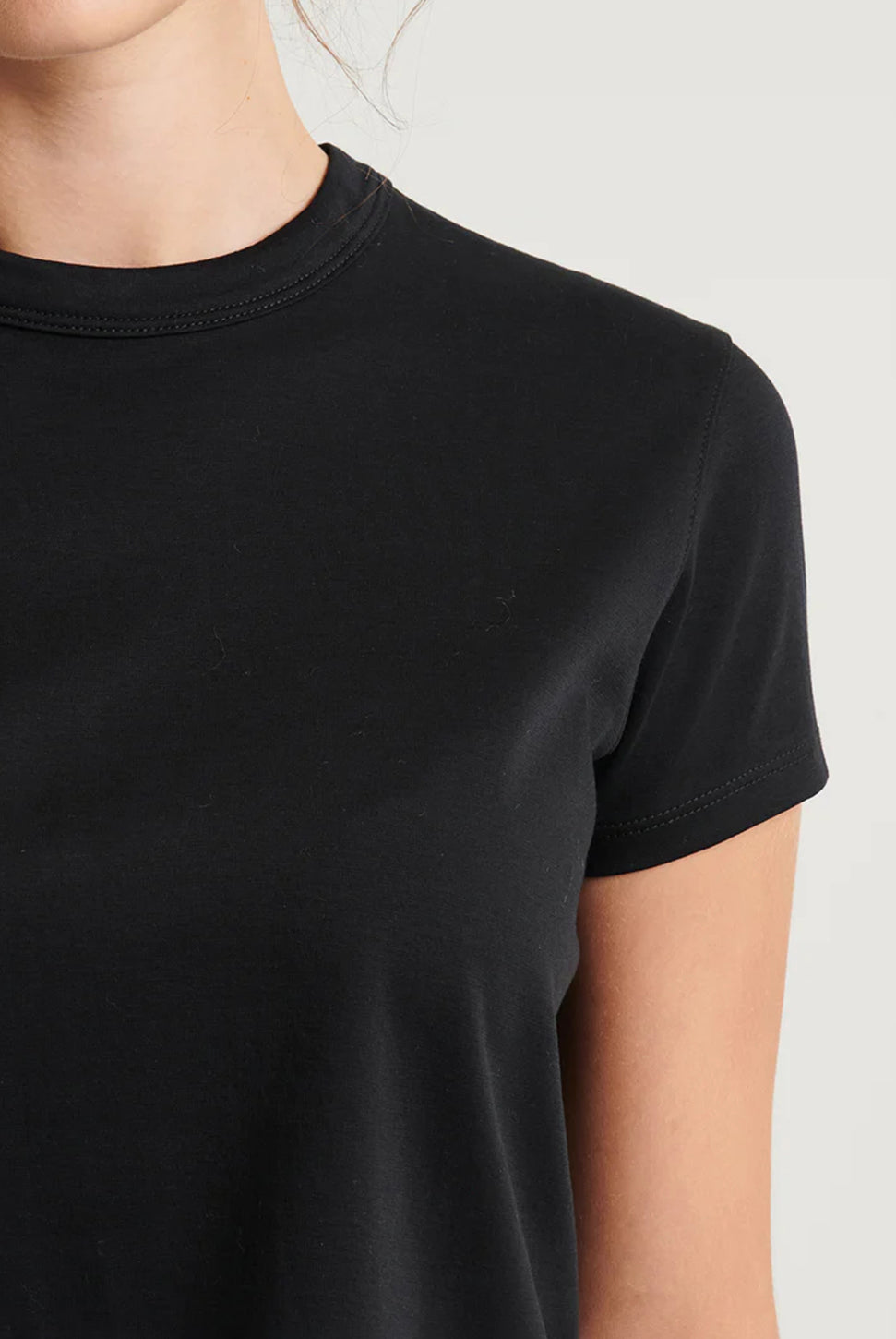 Iconic Pima Stretch Baby Tee - Black-Patrick Assaraf-Over the Rainbow