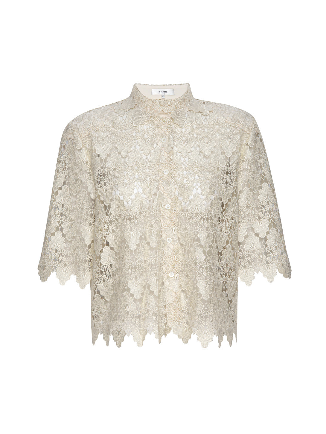 Lace Button Up Shirt - Ecru-FRAME-Over the Rainbow