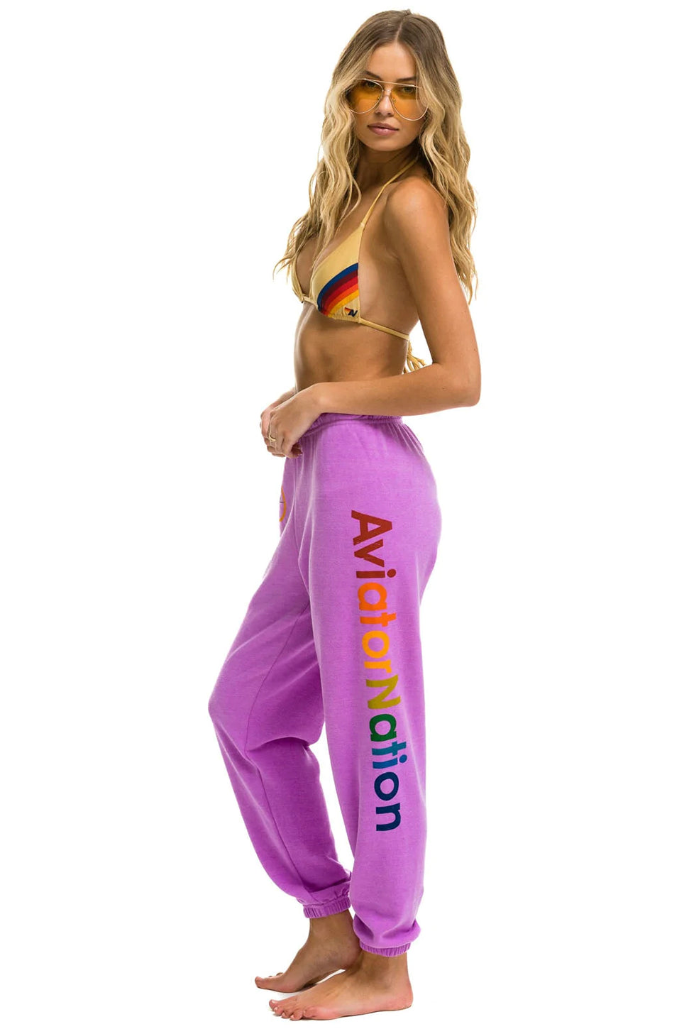 Logo Sweatpant - Neon Purple-AVIATOR NATION-Over the Rainbow