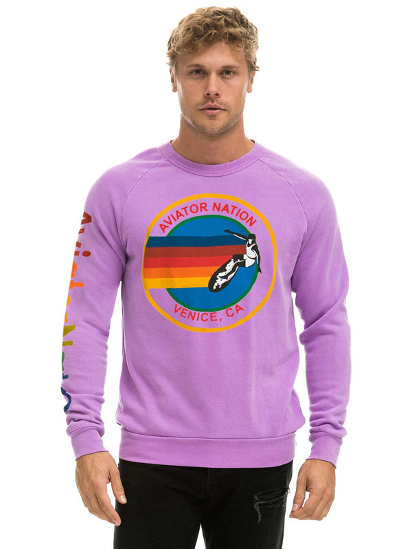 Signature Aviator Nation Crew Sweatshirt - Neon Purple-AVIATOR NATION-Over the Rainbow