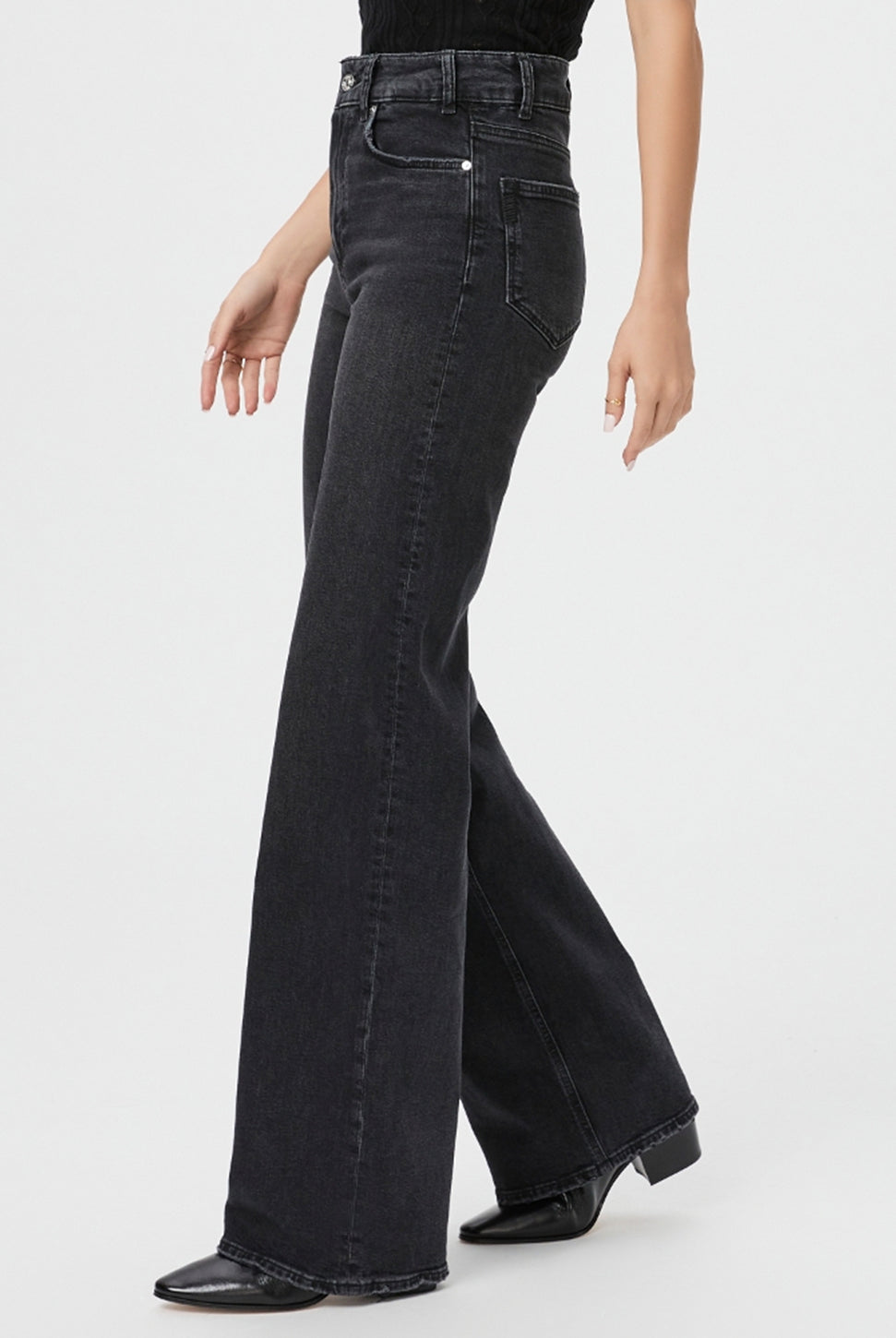 Sasha High Rise Straight Jean - Viper Black Distressed-Paige-Over the Rainbow