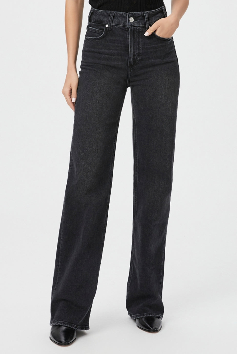 Sasha High Rise Straight Jean - Viper Black Distressed-Paige-Over the Rainbow