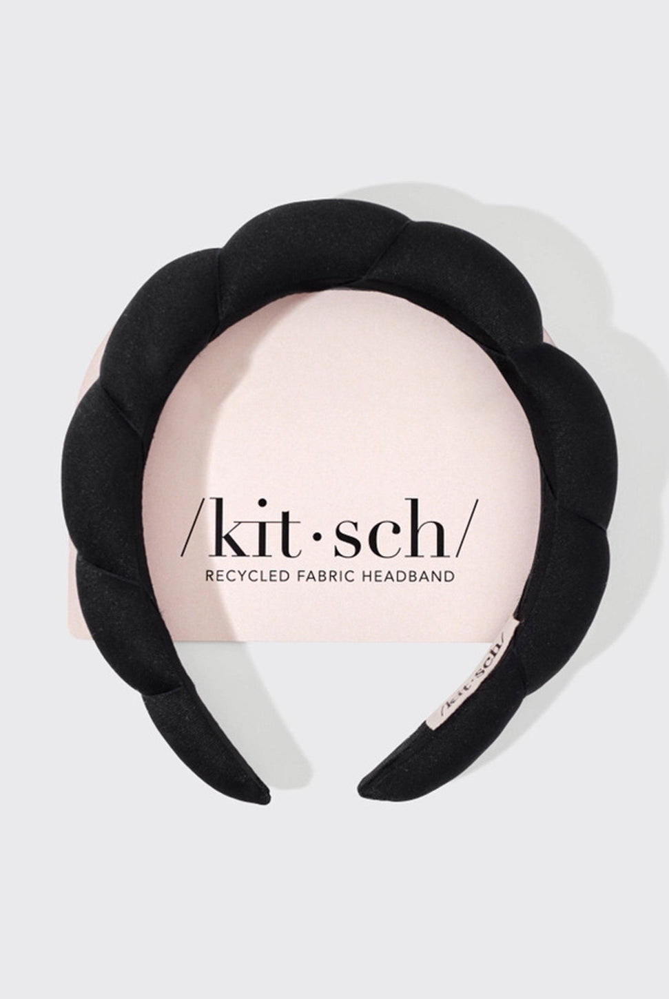 Recycled Puffy Headband - Black-KITSCH-Over the Rainbow