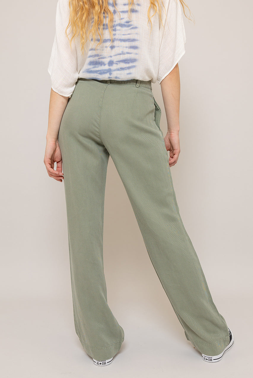 Greta Pleated Wide Pant - Army-Bella Dahl-Over the Rainbow