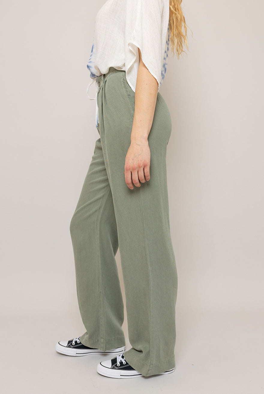 Greta Pleated Wide Pant - Army-Bella Dahl-Over the Rainbow