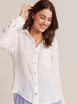 Pocket Button Down Shirt - White-Bella Dahl-Over the Rainbow