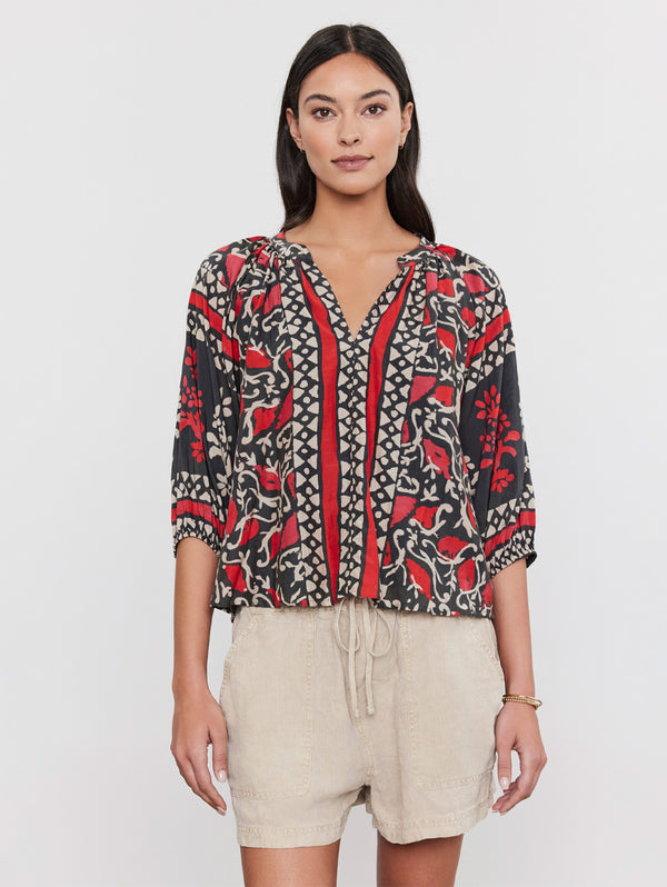 Dayana Printed Top - Red-Velvet-Over the Rainbow