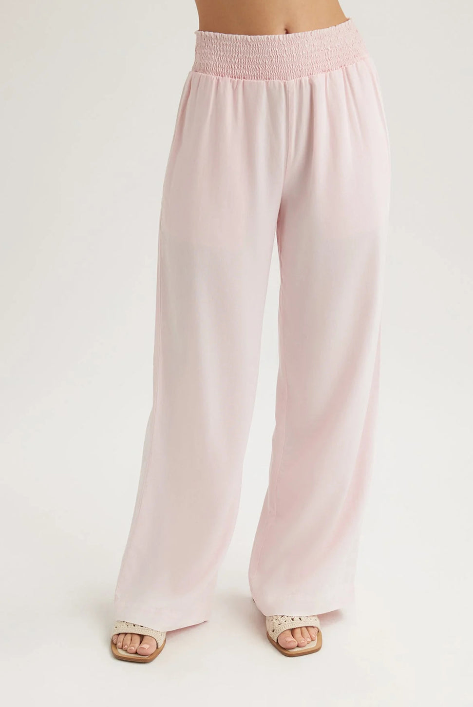 Smocked Waist Wide Leg Pant - Petal Pink-Bella Dahl-Over the Rainbow
