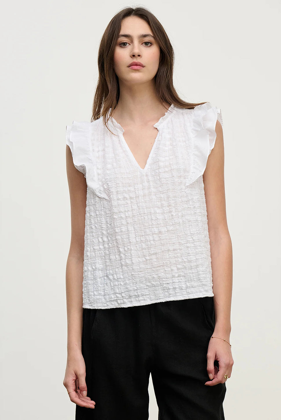 Eva Textured Gauze Top - White-Velvet-Over the Rainbow