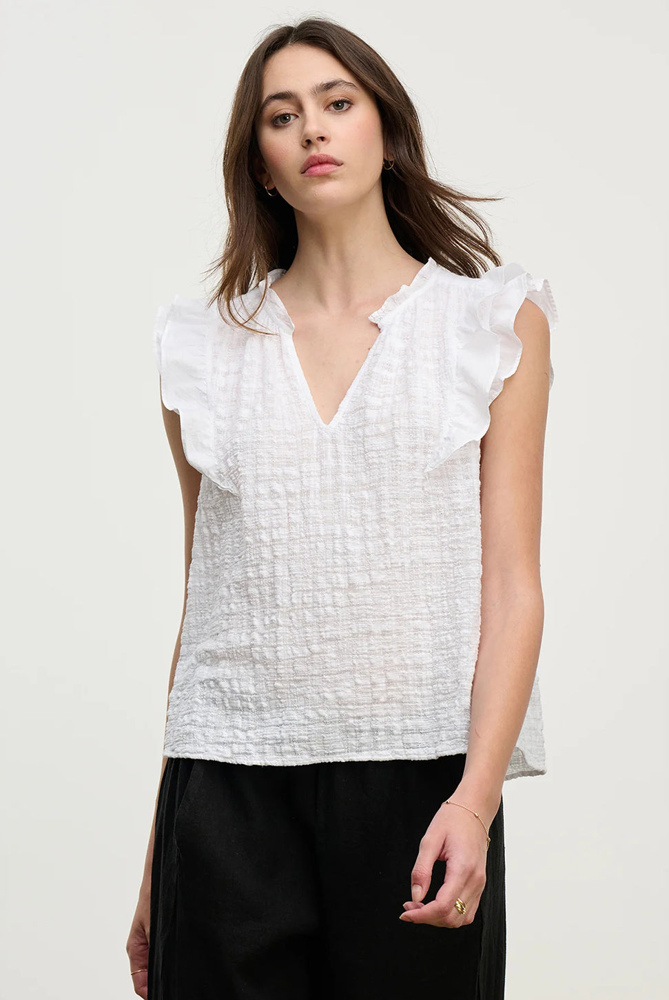Eva Textured Gauze Top - White-Velvet-Over the Rainbow