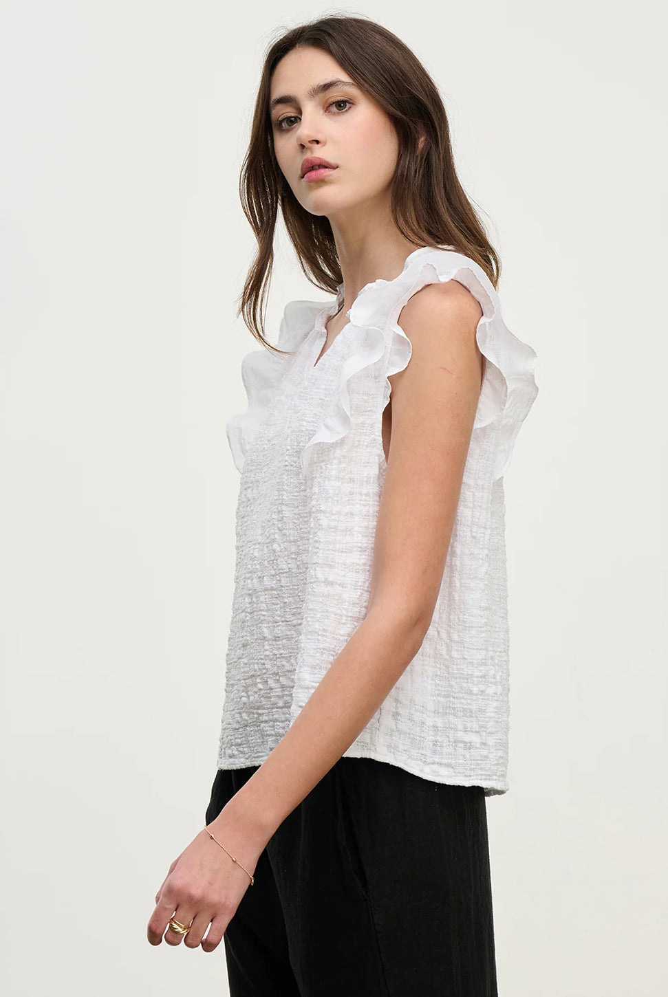 Eva Textured Gauze Top - White-Velvet-Over the Rainbow