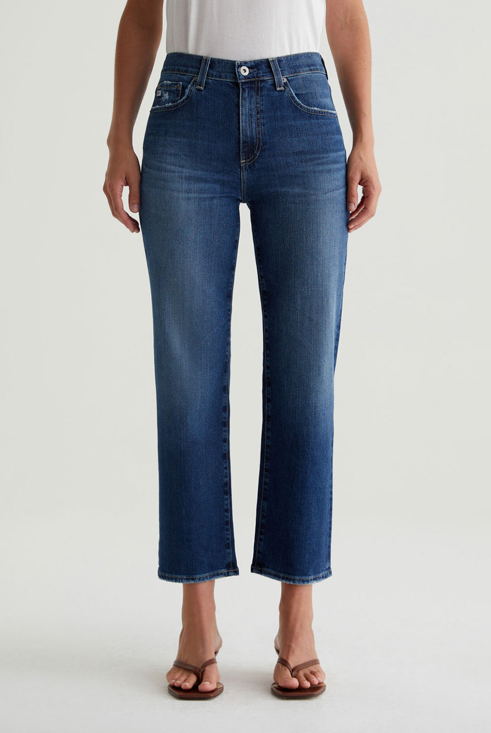 Brinley Mid Rise Straight Crop Jean - 7 Years La Jolla-AG Jeans-Over the Rainbow