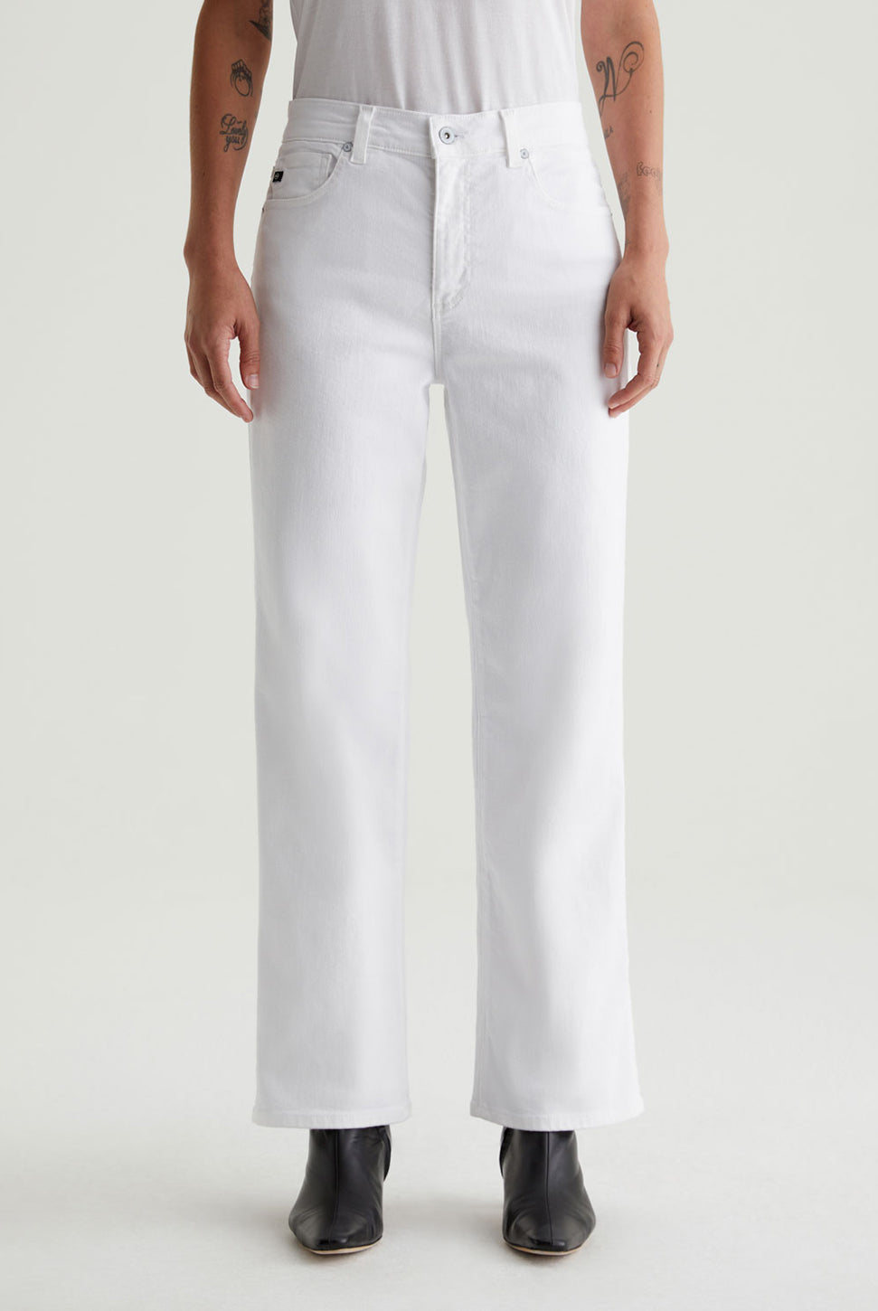 Brinley Mid Rise Straight Crop Jean - Gallery White-AG Jeans-Over the Rainbow