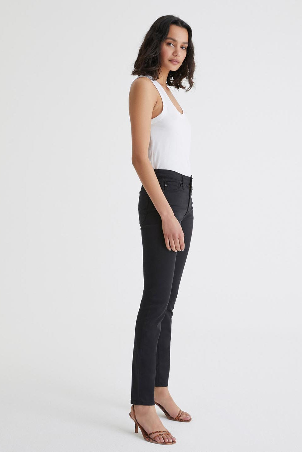 Prima Mid Rise Cigarette Jean - Black-AG Jeans-Over the Rainbow