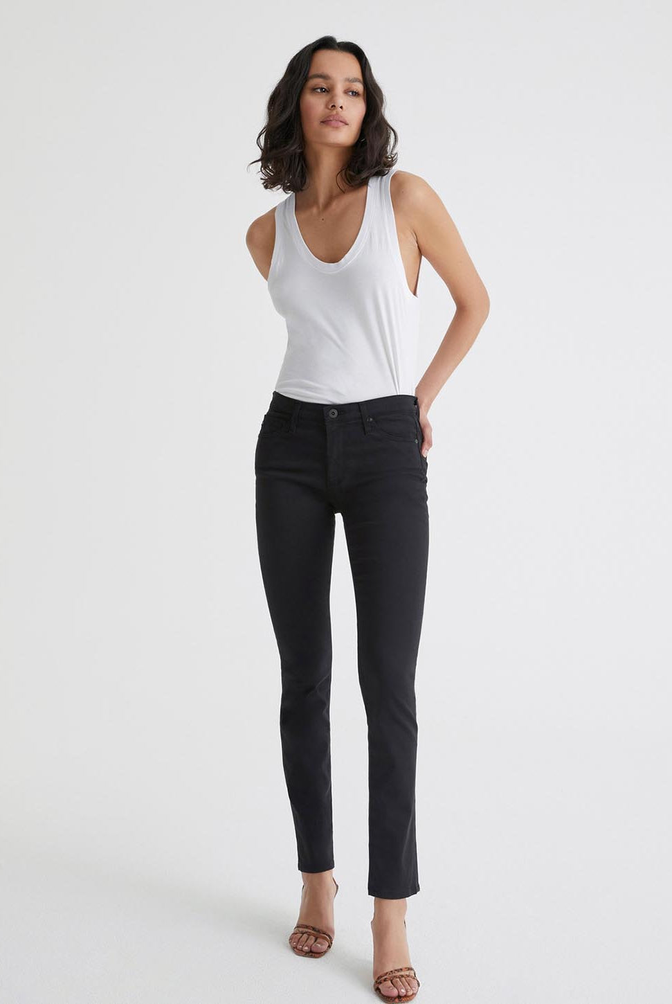 Prima Mid Rise Cigarette Jean - Black-AG Jeans-Over the Rainbow