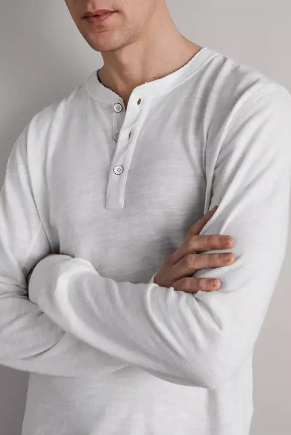 Long Sleeve Classic Henley - White-RAG + BONE-Over the Rainbow