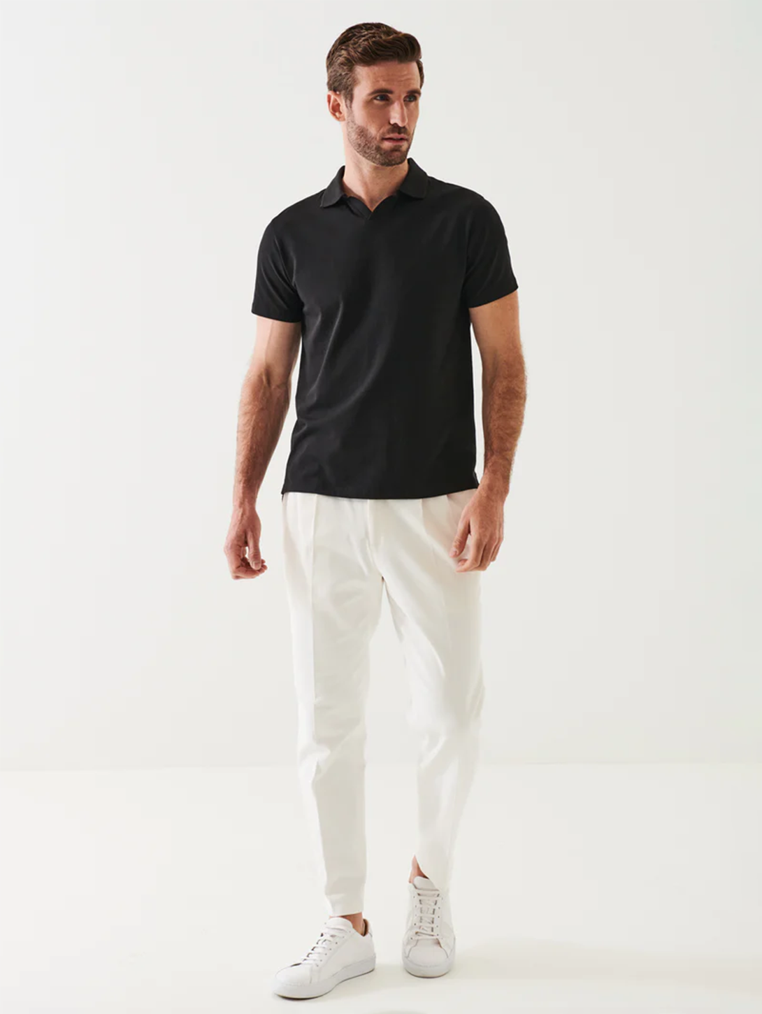 Iconic Open Polo - Black-Patrick Assaraf-Over the Rainbow