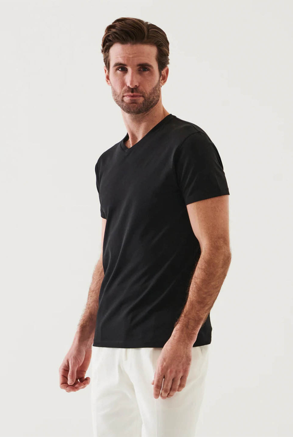 Iconic Pima Stretch V-Neck T-Shirt-Patrick Assaraf-Over the Rainbow