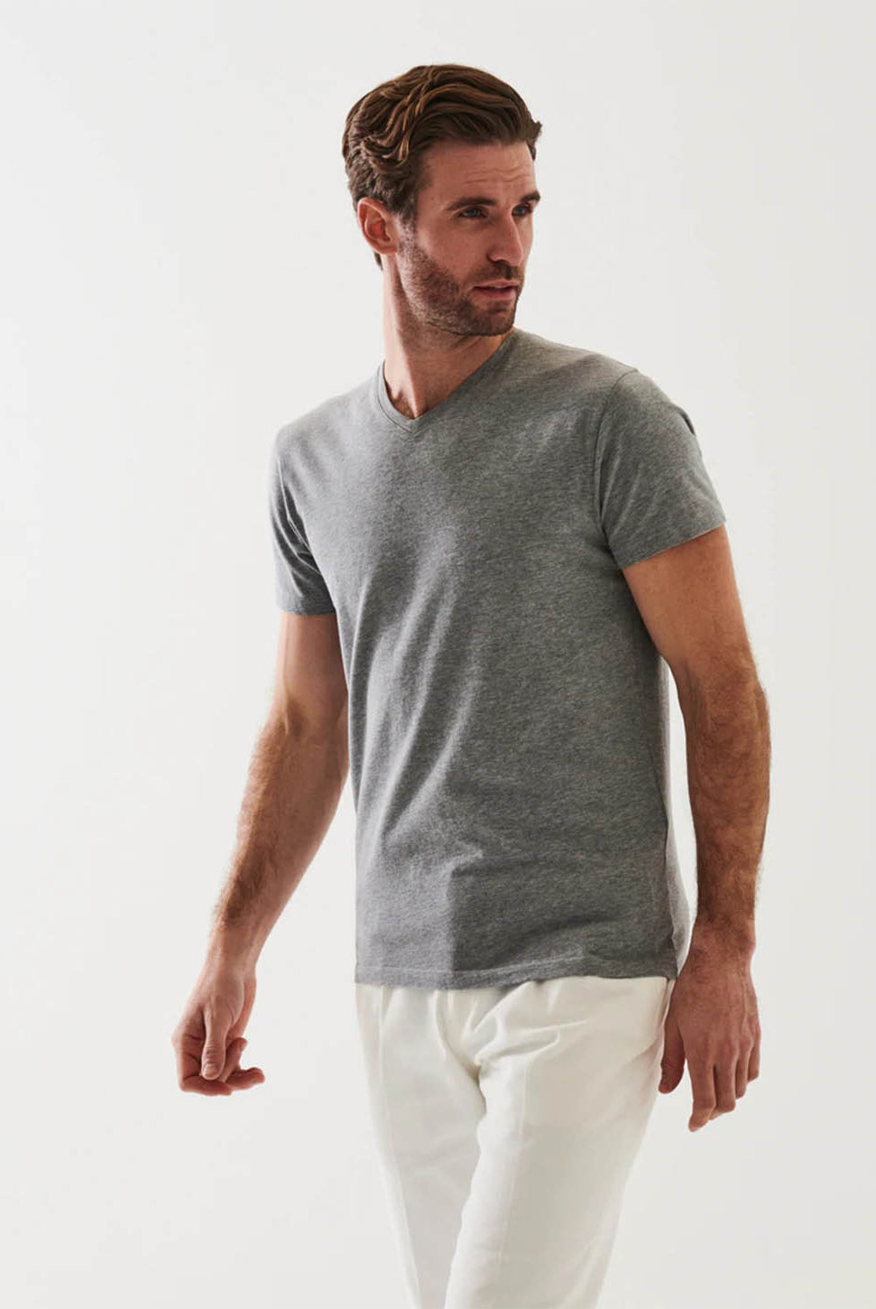 Iconic Pima Stretch V-Neck T-Shirt-Patrick Assaraf-Over the Rainbow