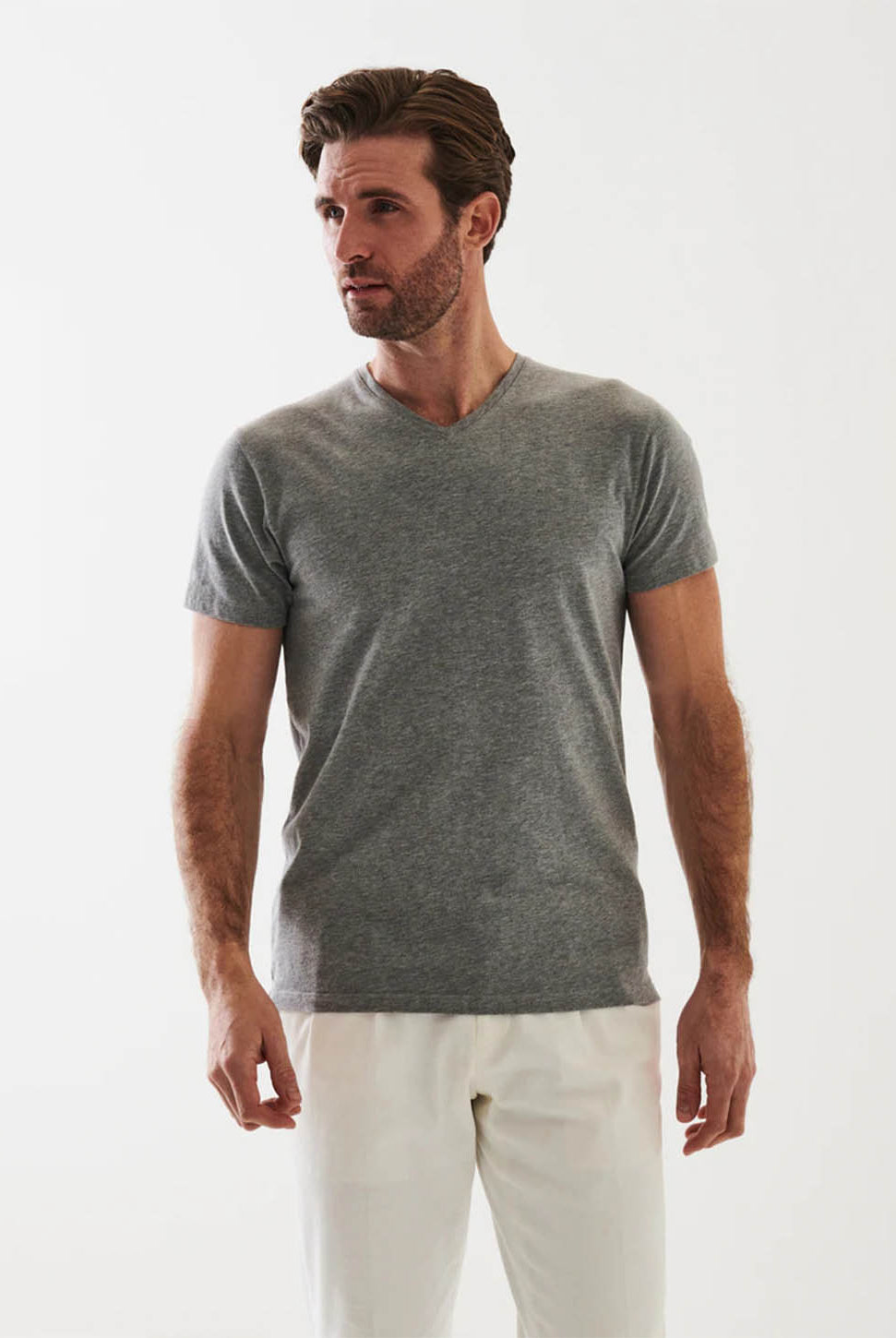 Iconic Pima Stretch V-Neck T-Shirt-Patrick Assaraf-Over the Rainbow