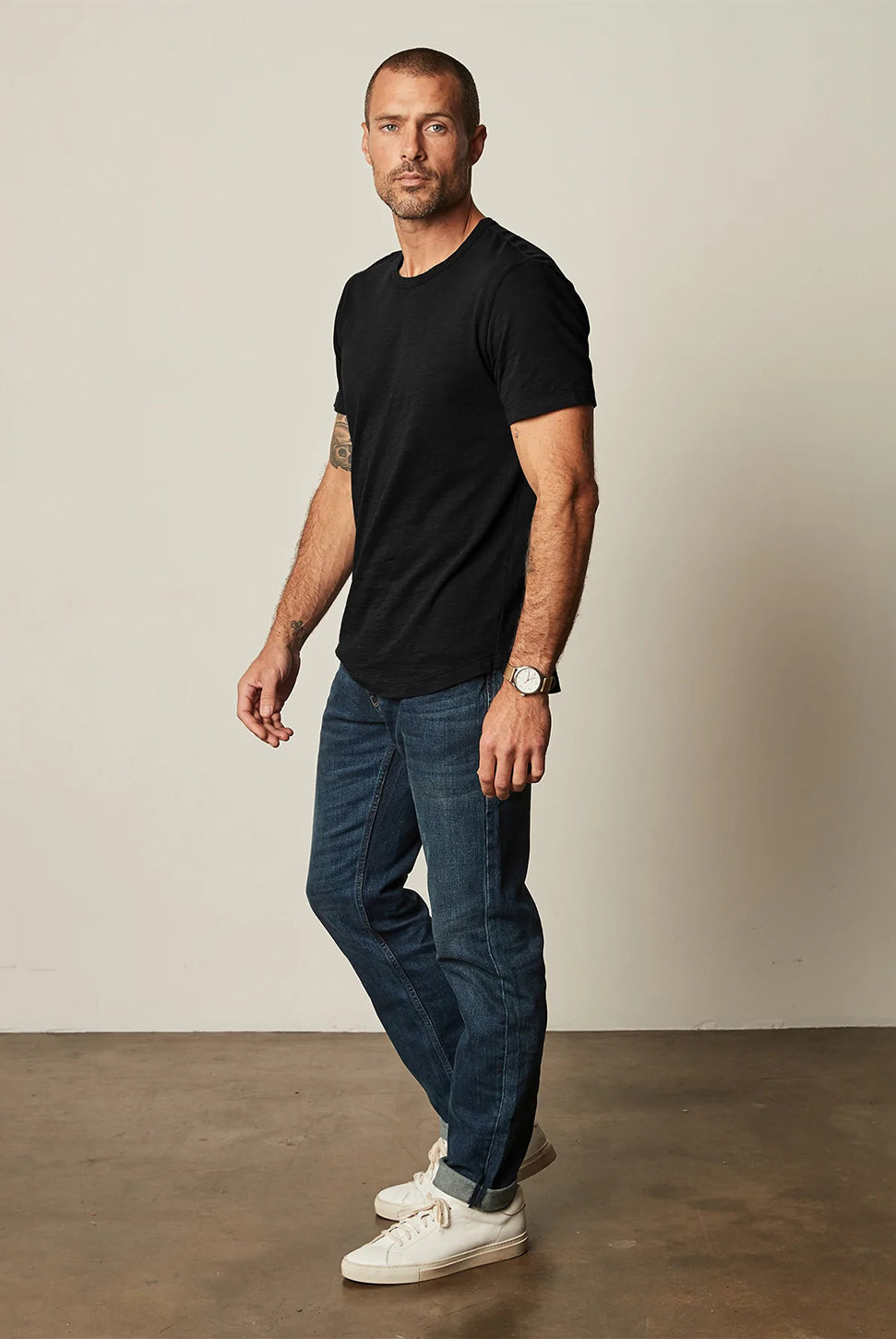 Amaro Slub Short Sleeve T-Shirt - Black-Velvet-Over the Rainbow