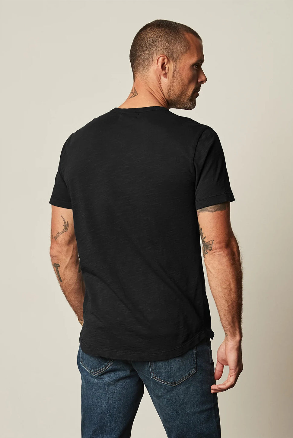 Amaro Slub Short Sleeve T-Shirt - Black-Velvet-Over the Rainbow