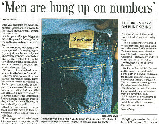 IN THE PRESS | OTR x Toronto Star X Men’s Denim Sizes