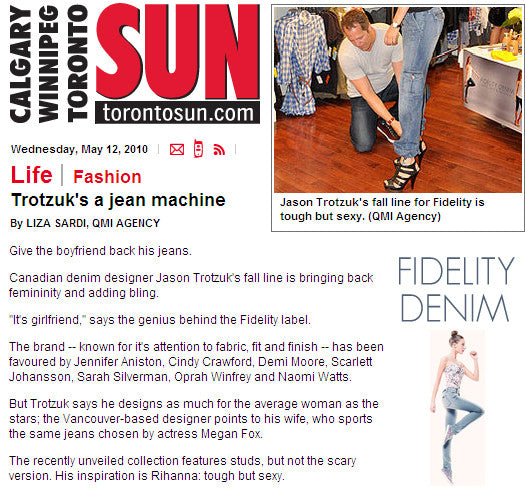 IN THE PRESS | OTR x Toronto Sun x Fidelity Denim 2010 Launch