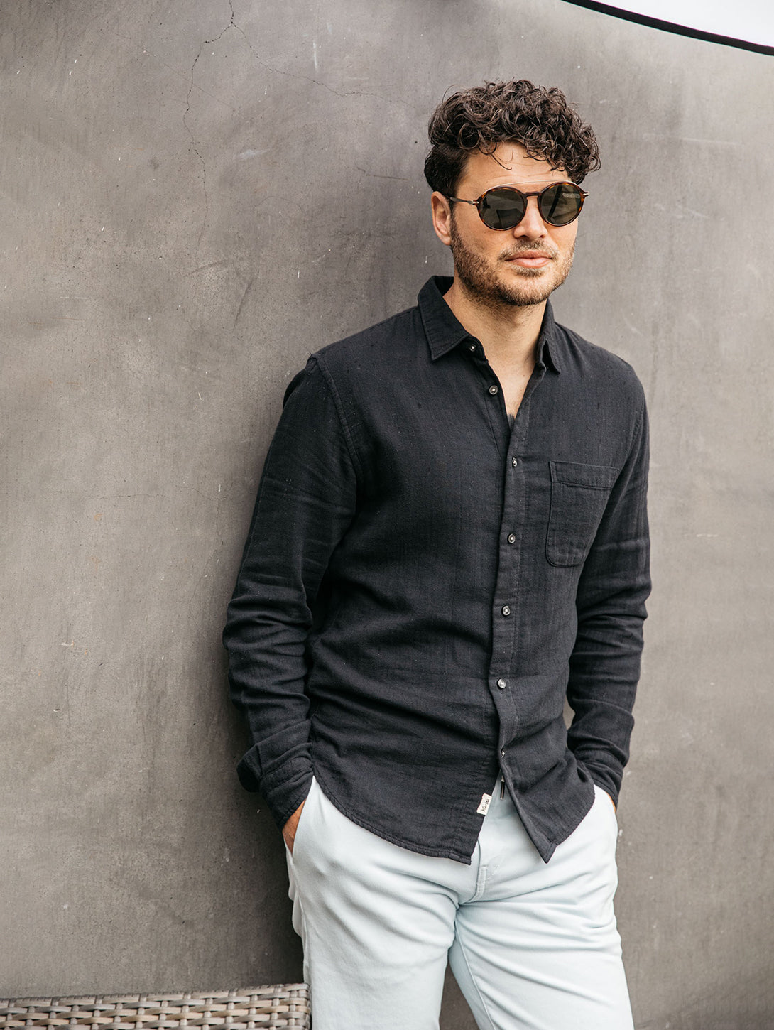 HIROSHI KATO | Ripper Double Gauze Shirt - Black | Over The